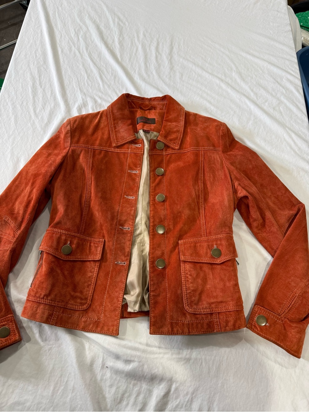 Danier Orange leather Button-Front Jacket